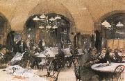 unknow artist samtida malning av cafe  grien steidl ett favort  tillhall for bland andra det litterara jung wien oil painting on canvas